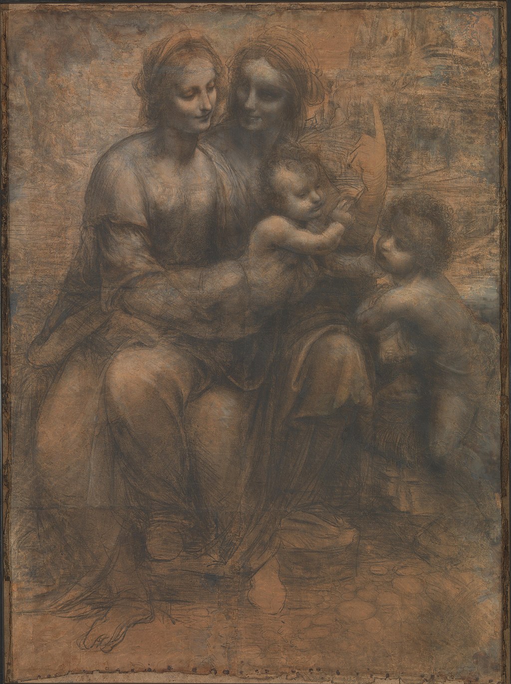 1024px Leonardo da Vinci Virgin and Child with Ss Anne and John the Baptist